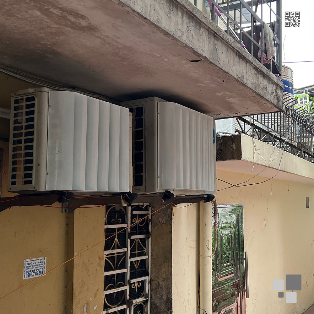 Lắp Louver CHG47 để thay đổi hướng gió nóng, tránh thổi trực tiếp sang nhà hàng xóm