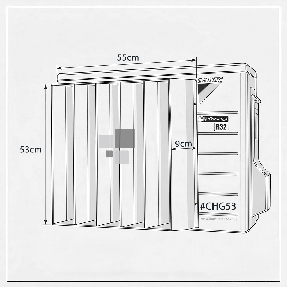 Kích thước tấm chuyển hướng gió điều hoà CHG53