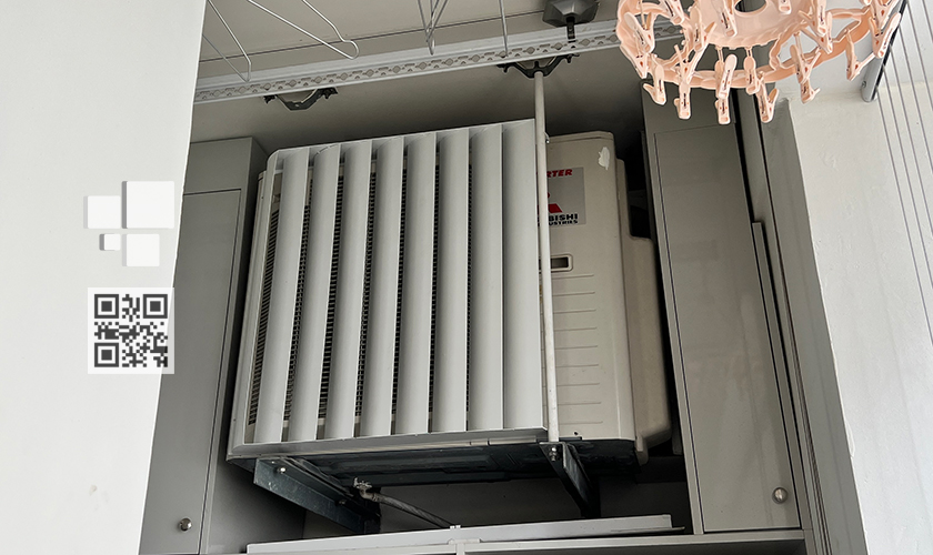 Thi công lắp chuyển hướng gió cho cục nóng điều hoà Multi Mitsubishi tại Hoàng Mai